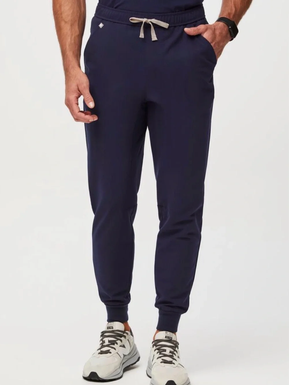 Figs Navy Medical Scrub Set - V-Neck Top & Jogger Pants.